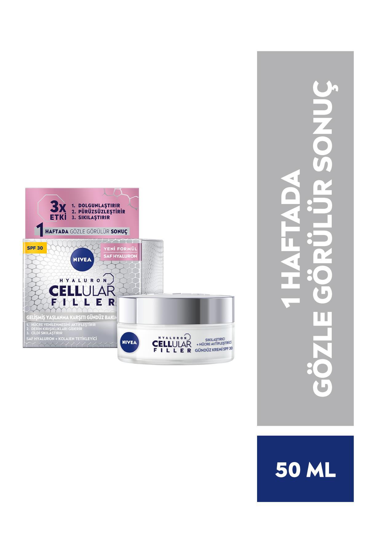 Nivea Cellular Filler Nemlendirici Güneş Koruyuculu 30 Faktör Tüm Ciltler Anti-Aging Kırışıklık Giderici Yüz Krem 50 ml