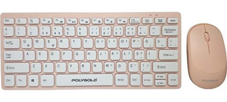 Polygold PG-8030 Ergonomik Pembe Kablosuz Klavye Mouse Seti