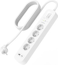 Belkin SRB001VF 4'lü Soket 2 Metre Tekli USB Kablolu Çiftli Akım Korumalı Priz