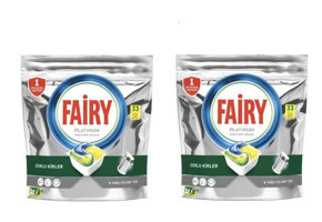 Fairy Platinum Hepsi Bir Arada Limon Kokulu Tablet Bulaşık Makinesi Deterjanı 2x33 Adet