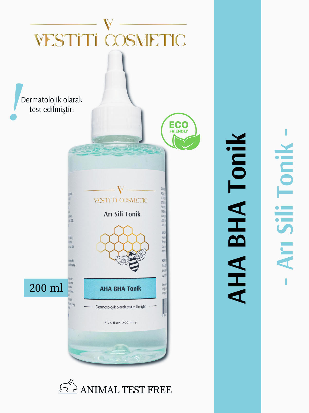 Vestiti Cosmetic Arı Sili Tüm Ciltler İçin Aha+Bha Gözenek Sıkılaştırıcı Leke Giderici Yüz Temizleyici Tonik 200 ml