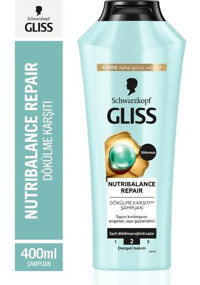 Gliss Nutribalance Repair Saç Dökülmesine Karşı Tüm Saçlar İçin Sade Standart Unisex Şampuanı 4x400 ml