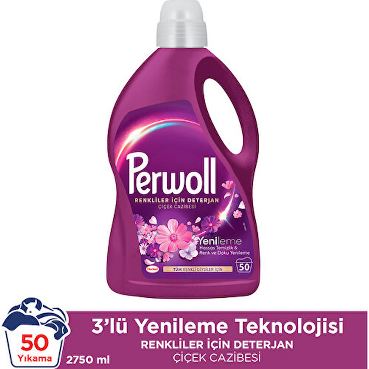 Perwoll Yenileme Çiçek Cazibesi Tüm Renkler İçin 50 Yıkama Sıvı Deterjan 2.75 lt