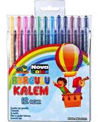 Nova Color NC 2122 Çantalı Çevirmeli 12'li Kalem Pastel Boya