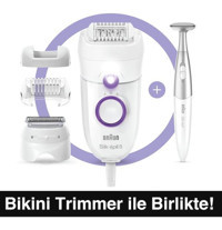 Braun Silk-Epil 5 5825 Tüm Vücut Koltuk Altı Bacak için 28 Cımbızlı Kablolu Işıklı Islak Kuru Epilatör Beyaz - Mor