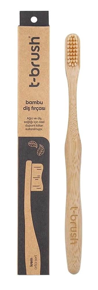 T-Brush Bambu Yumuşak Manuel Yetişkin Diş Fırçası Krem