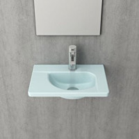 Bocchi Taormina Arch 1015-029-0126 Klasik Tekli 45 cm Seramik Tezgah Üstü Dikdörtgen Lavabo Buz Mavi