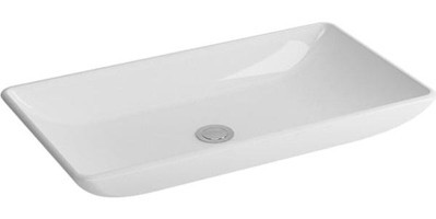 Newarc Domino 5019 Klasik Tekli 68 cm Seramik Tezgah Üstü Dikdörtgen Lavabo Beyaz