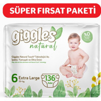 Giggles Natural 6 Numara Organik Bantlı Bebek Bezi 136 Adet