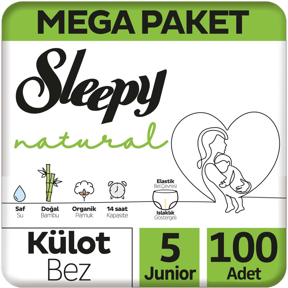 Sleepy Natural 5 Numara Organik Külot Bebek Bezi 100 Adet