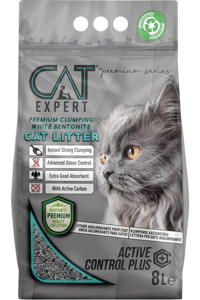 Cat Expert Active Control Plus Topaklanan İnce Taneli Aktif Karbonlu Bentonit Kedi Kumu 8 lt