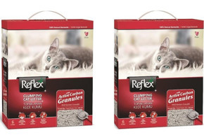 Reflex Granüllü Topaklanan İnce Taneli Aktif Karbonlu Bentonit Kedi Kumu 2x6 lt