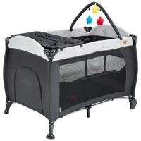 Baby2Go Madrid 28 kg Kapasiteli Ayarlanabilir Taşınabilir Katlanabilir Ara Katlı 70x110 cm Sallanan Anne Yanı Park Yatak Açık Gri