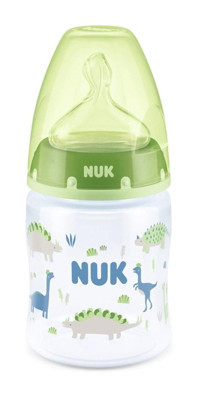 Nuk First Choice Plus Polipropilen Gaz Yapmayan Antikolik Yenidoğan Yavaş Akışlı Kulpsuz 0-6 Ay Desenli Yeşil Biberon 150 ml