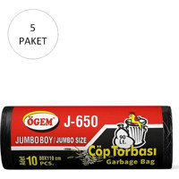 Ögem J-650 Jumbo Boy 80x100 cm Çöp Poşeti 5x10 Adet Siyah