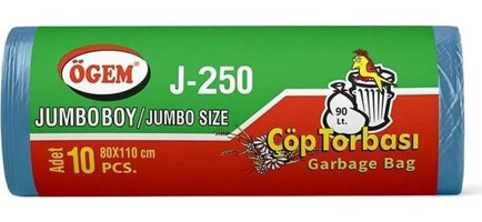 Ögem J-250 Jumbo Boy 80x110 cm Çöp Poşeti 10 Adet Mavi