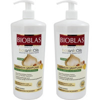 Bioblas Onarıcı Düz Saçlar İçin Sülfatsız Keratin Sarımsak Özlü Parabensiz Kremsiz Şampuan Unisex Şampuanı 2x1000 ml