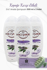 Hacı Şakir Arındırıcı Düz Saçlar İçin Parabensiz Kremsiz Şampuan 2 si Bir Arada Unisex Şampuanı 3x500 ml