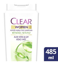 Clear Bitkisel Sentez Kepek Karşıtı Düz Saçlar İçin Aloe Vera Kremsiz Şampuan Kadın Şampuanı 485 ml