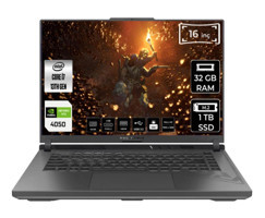 Asus ROG Strix G16 G614JU-N3195 Harici GeForce RTX 4050 Intel Core i7 13650HX 32 GB DDR5 1 TB SSD 16 inç WUXGA Freedos Gaming Laptop