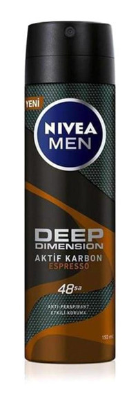 Nivea Deep Dimension Espresso Pudralı Ter Önleyici Antiperspirant Sprey Erkek Deodorant 12x150 ml