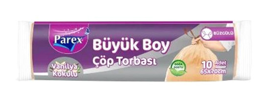 Parex Vanilya Kokulu Büzgülü Büyük Boy 65x70 cm Çöp Poşeti 4x10 Adet Turuncu