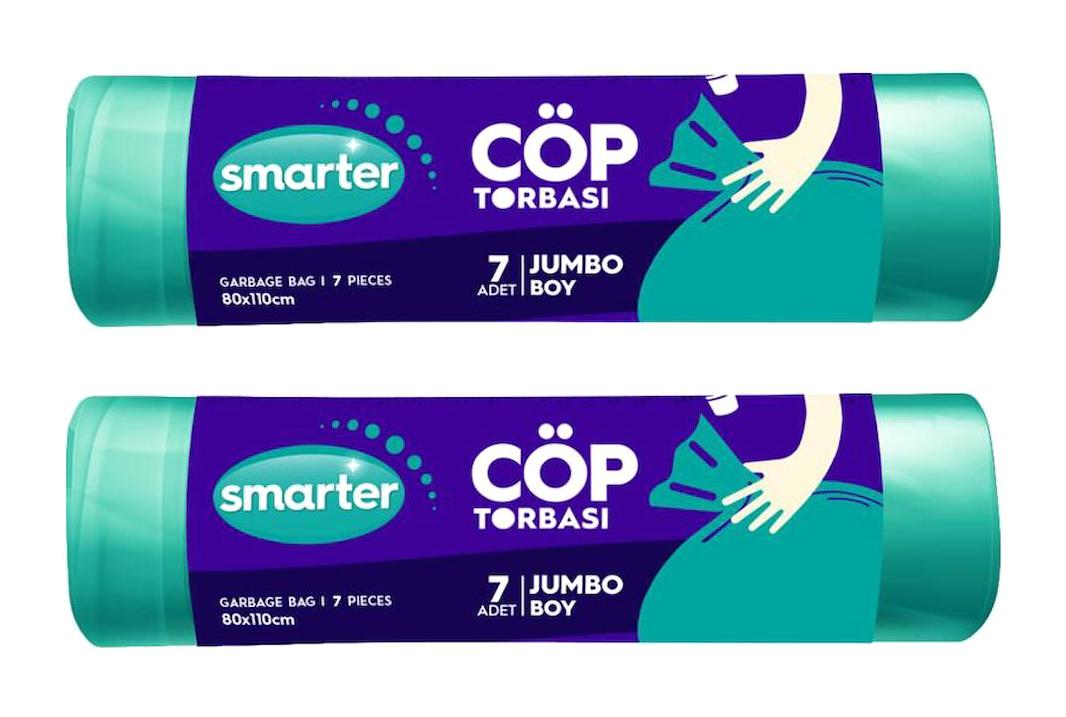 Smarter Kokulu Jumbo Boy 80x110 cm Çöp Poşeti 2x7 Adet Yeşil