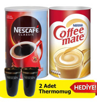 Nescafe Classic Paket Granül Kahve 1 kg + Nestle Coffee Mate Kahve Kreması 2 kg + Thermomug 2 Adet