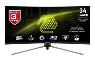 MSI Mag 345CQR 180 Hz 1 ms 34 inç WQHD Kavisli VA VGA HDMI Freesync 3440 x 1440 px Oyuncu Monitörü