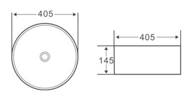 Lena E-2112 Klasik Tekli 40 cm Porselen Tezgah Üstü Yuvarlak Lavabo Beyaz