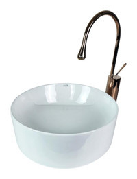 Lena W-299 Klasik Tekli 42 cm Porselen Tezgah Üstü Elips Lavabo Beyaz