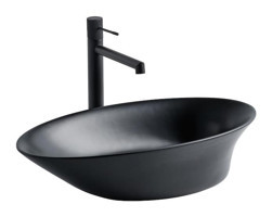 Lena Eh -4610Ms Klasik Tekli 320 cm Porselen Tezgah Üstü Oval Lavabo Siyah