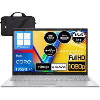 Asus Vivobook 15 X1504VA-NJ195W09 Dahili Intel Iris Xe Graphics Eligible Intel Core i7 1355U 24 GB Ram 512 GB SSD 15.6 inç Full HD Windows 11 Laptop + Çanta