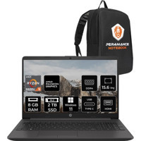 HP 255 G8 7N4W6AA196 Dahili AMD Radeon RX Vega 7 AMD Ryzen 5 5500U 8 GB Ram 2 TB SSD 15.6 inç Full HD Windows 11 Pro Laptop + PER4 Çanta