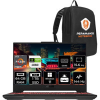 Asus TUF Gaming A15 LP037 LP037P413 Harici GeForce RTX 4060 AMD Ryzen 7 7735HS 64 GB Ram 1 TB SSD 15.6 inç Full HD Windows 11 Pro Oyuncu Laptop + PER4 Çanta