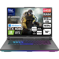 Asus ROG Strix G16 G614JVR-N3095 BT59 Harici GeForce RTX 4060 Intel Core i9 14900HX 64 GB Ram 512 GB SSD 16 inç Full HD Windows 11 Pro Oyuncu Laptop