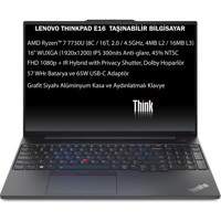 Lenovo Thinkpad E16 Gen 1 21JT0017TX O3 Dahili AMD Radeon Graphics AMD Ryzen 7 7730U 16 GB Ram 2 TB SSD 16 inç Full HD FreeDos Laptop