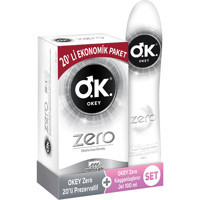 Okey Zero Ultra İnce Prezervatif 20'li+Okey Zero Kayganlaştırıcı Jel 100 ml