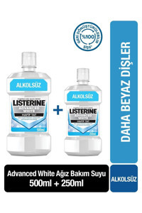 Listerine White Alkolsüz Florürlü Nane Aromalı 500+250 ml Ağız Gargarası