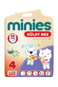 Minies 4 Numara Cırtlı Bebek Bezi 30'lu