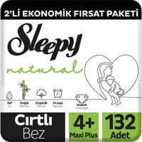 Sleepy Natural 4 Numara Organik Cırtlı Bebek Bezi 132'li