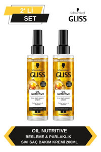 Schwarzkopf Gliss Oil Nutritive Keratin Silikonsuz Sülfatsız Besleyici Tuzsuz Keratinli Boyalı Düz Saçlar İçin Durulanmayan Saç Kremi 2x200 ml