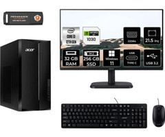 Acer Aspire TC1760 DTBHUEM004MNT3376 Harici GeForce GT 1030 Intel Core i3 12100 32 GB Ram 256 GB SSD Tower Windows 11 Home 21.5 inç Monitörlü Masaüstü Bilgisayar + PER4 BELLEK