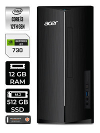 Acer Aspire DT.BHUEM.004 Harici GeForce GT 730 4 GB Intel Core i3 12100 12 GB Ram 512 GB SSD Tower Windows 11 Home Masaüstü Bilgisayar + PER4 BELLEK