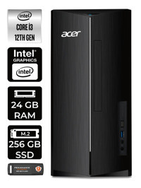 Acer Aspire TC1760 DT.BHUEM.004 Dahili Intel UHD Graphics Intel Core i3 12100 24 GB Ram 256 GB SSD Tower FreeDos Masaüstü Bilgisayar + PER4 BELLEK