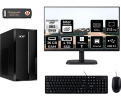 Acer Aspire TC1760 DTBHUEM004MNT385 Dahili Intel UHD Graphics Intel Core i3 12100 36 GB Ram 4 TB SSD Tower Windows 11 Home 21.5 inç Monitörlü Masaüstü Bilgisayar + PER4 BELLEK