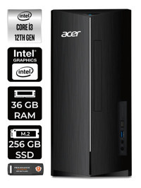 Acer Aspire TC1760 DT.BHUEM.004 Dahili Intel UHD Graphics Intel Core i3 12100 36 GB Ram 256 GB SSD Tower FreeDos Masaüstü Bilgisayar + PER4 BELLEK