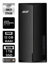 Acer Aspire DT.BHUEM.004 Harici Radeon RX 550 Intel Core i3 12100 12 GB Ram 1 TB SSD Tower FreeDos Masaüstü Bilgisayar + PER4 BELLEK