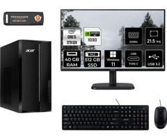 Acer Aspire TC1760 DTBHUEM005MNT3387 Harici GeForce GT 1030 Intel Core i5 12400 40 GB Ram 512 GB SSD Tower Windows 11 Home 21.5 inç Monitörlü Masaüstü Bilgisayar + PER4 BELLEK