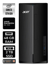 Acer Aspire DT.BHUEM.004 Harici Radeon RX 550 Intel Core i3 12100 48 GB Ram 2 TB SSD Tower Windows 11 Home Masaüstü Bilgisayar + PER4 BELLEK